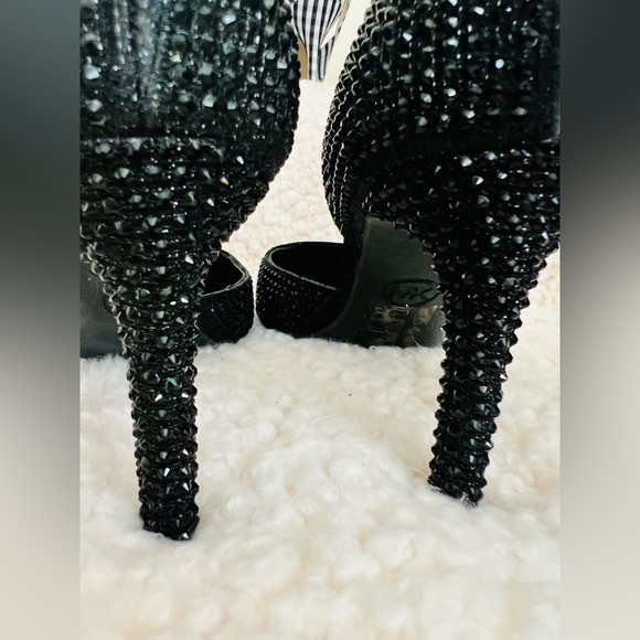 🎉HP🥳 NIB Michael Kors Dorothy Flex D’orsay Glitter Chain Mesh Heels in Black - Picture 3 of 12